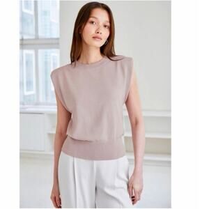 Aritzia Babaton Sculpt Matte Sweater Top Shoulder Pads Size XS